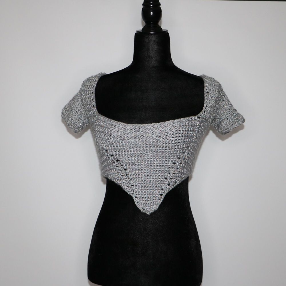 JBD Apparel Gray/Grey Crochet Ion Top